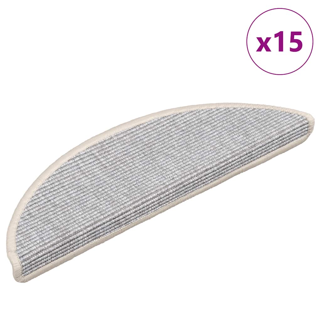 vidaXL Stufenmatten 15 Stk. 56x17x3 cm Beige und Grau Halbrund