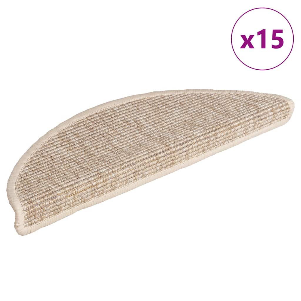 vidaXL Stufenmatten 15 Stk. 56x17x3 cm Beige und Grau Halbrund