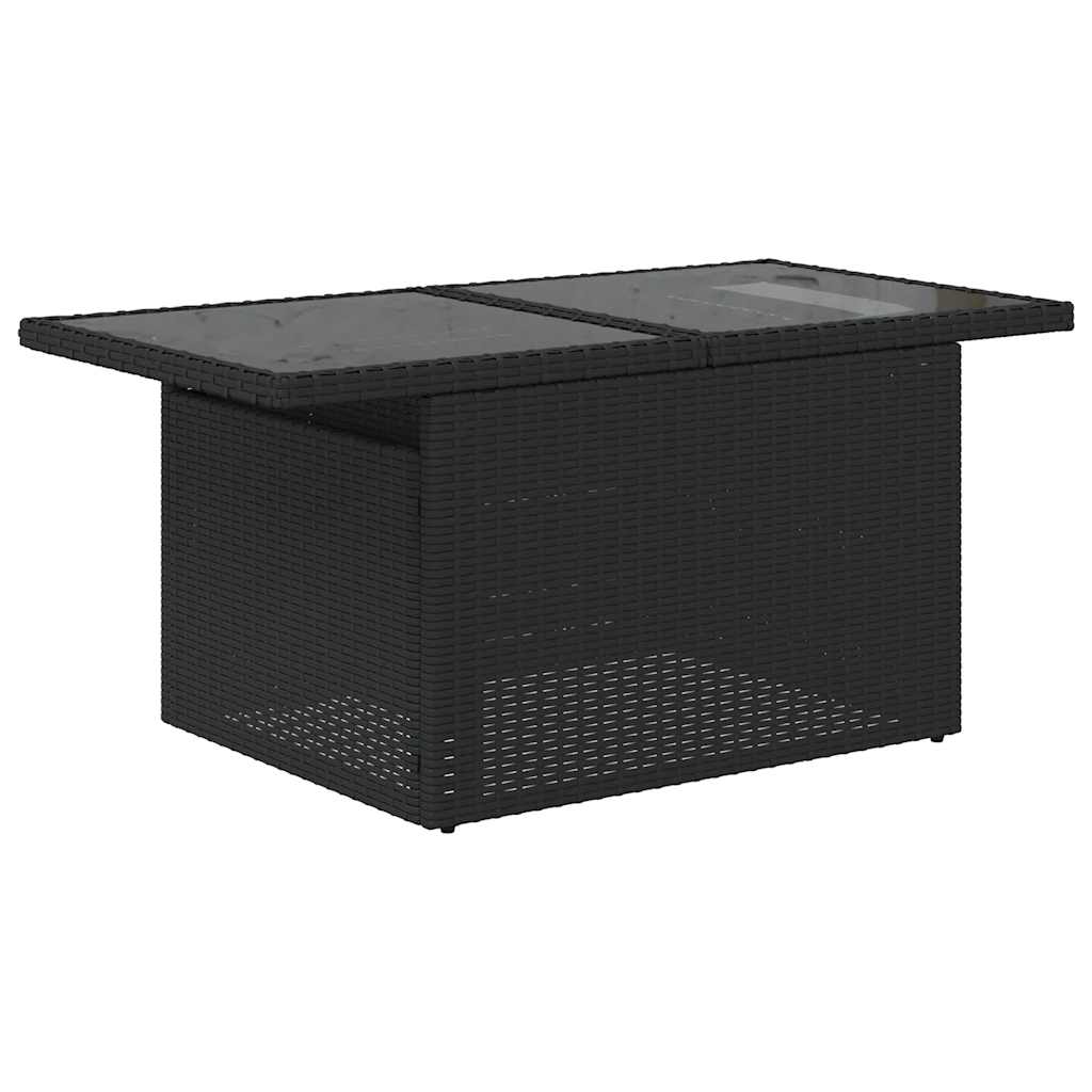 5-teiliges Gartensofa-Set mit Kissen, schwarzes Polyrattan