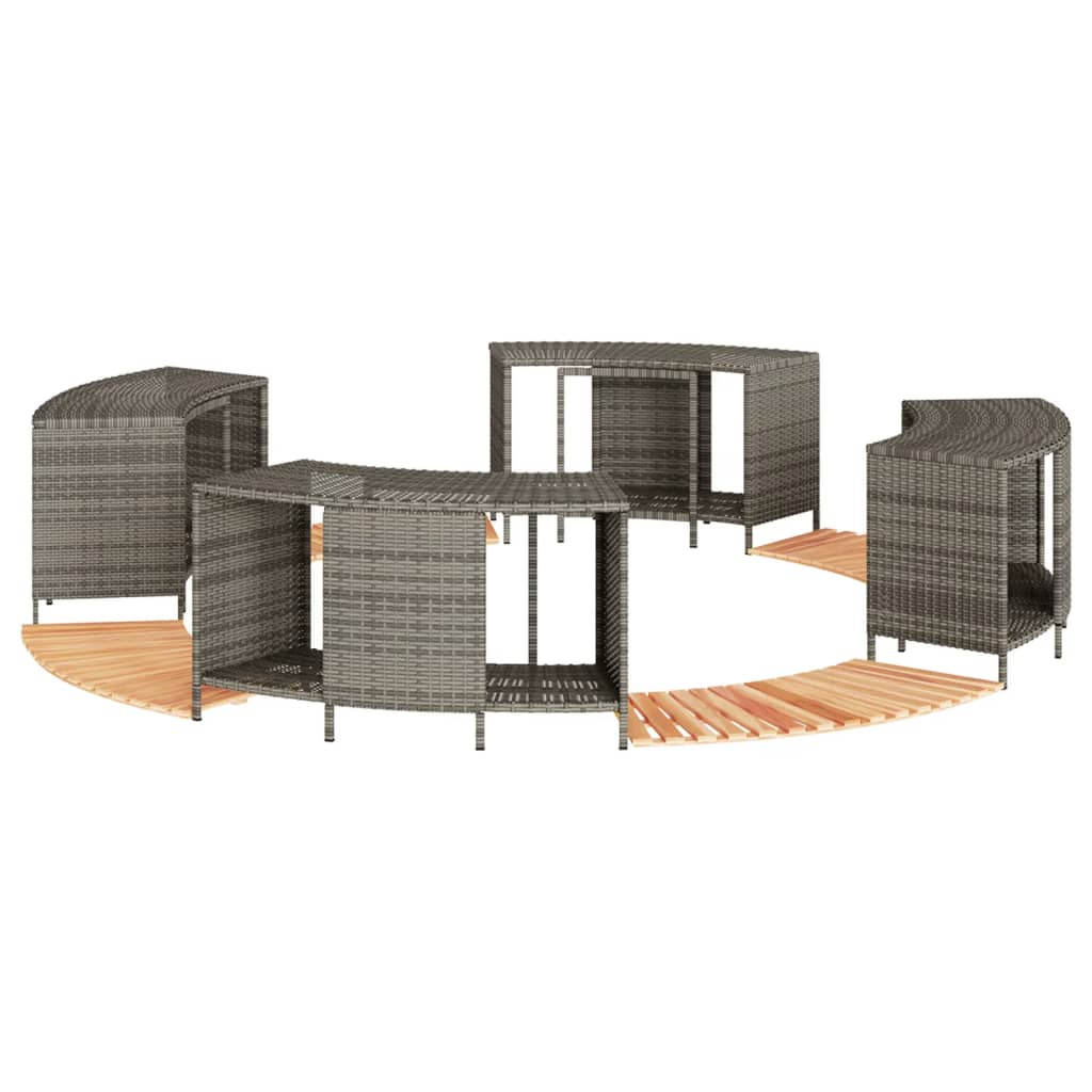 vidaXL Whirlpool-Umrandung Schwarz Poly-Rattan und Massivholz Akazie