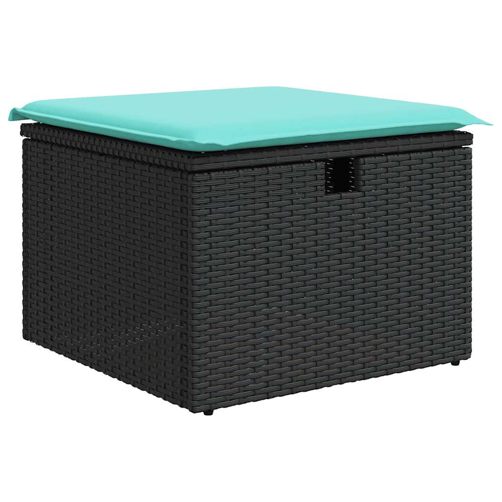 8-teiliges Gartensofa-Set mit Kissen, schwarzes Polyrattan