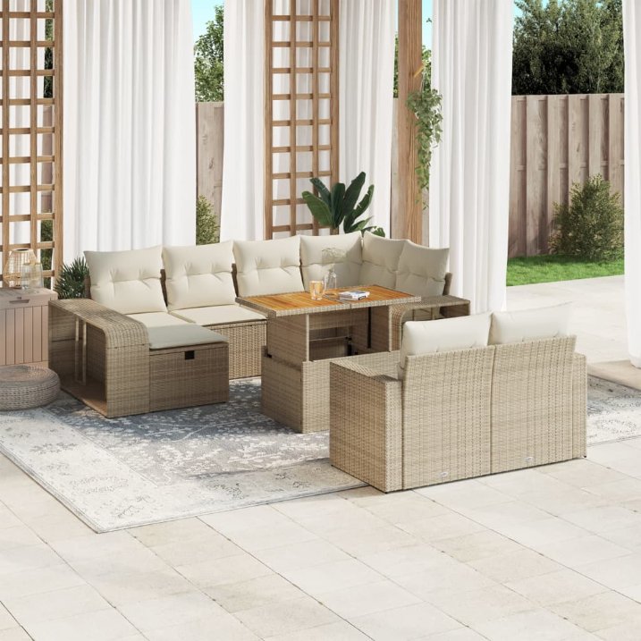 vidaXL 11-tlg. Garten-Sofagarnitur mit Kissen Schwarz Poly Rattan