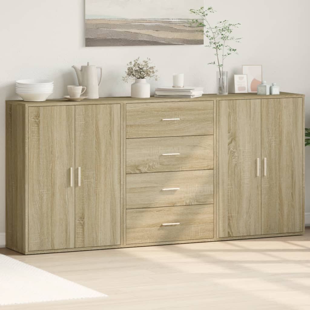 vidaXL Sideboards 3 Stk. Weiß 60x31x84 cm Holzwerkstoff