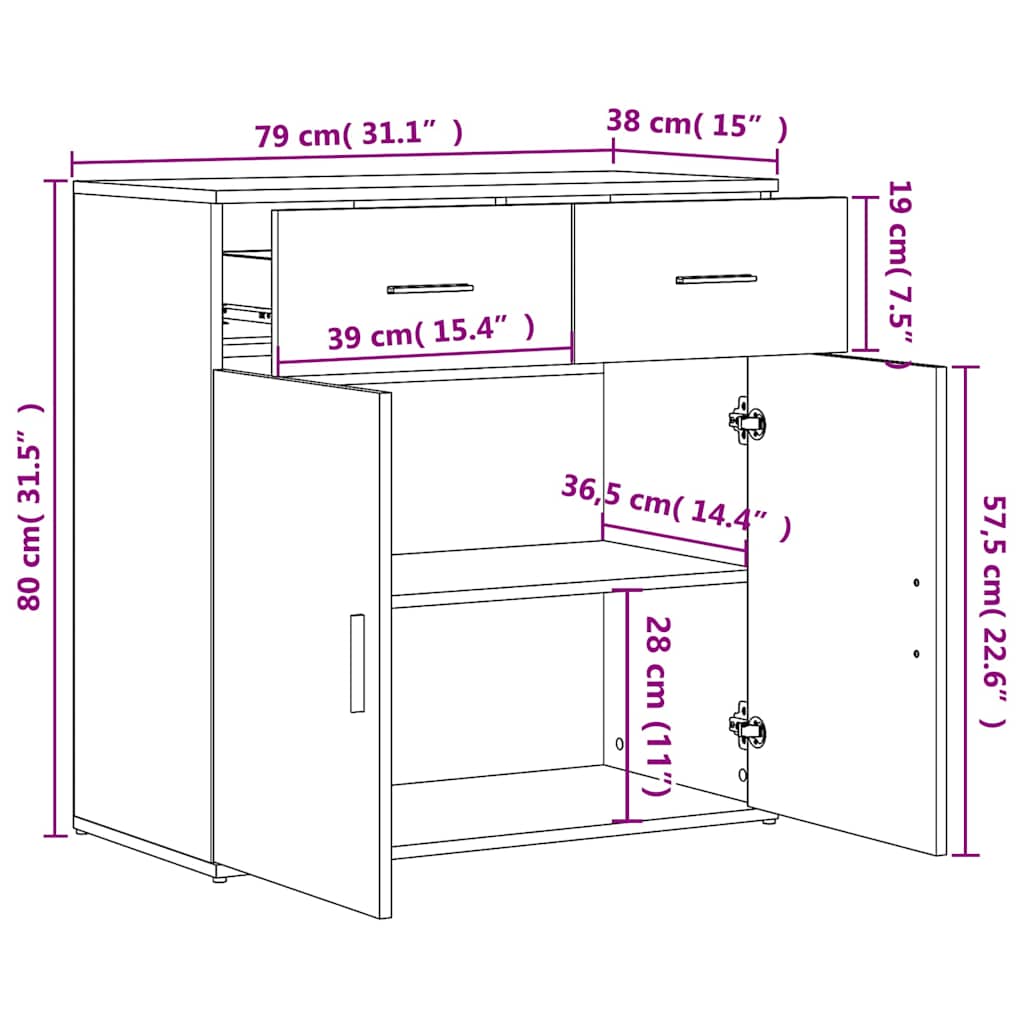 vidaXL Sideboards 2 Stk. Weiß 79x38x80 cm Holzwerkstoff