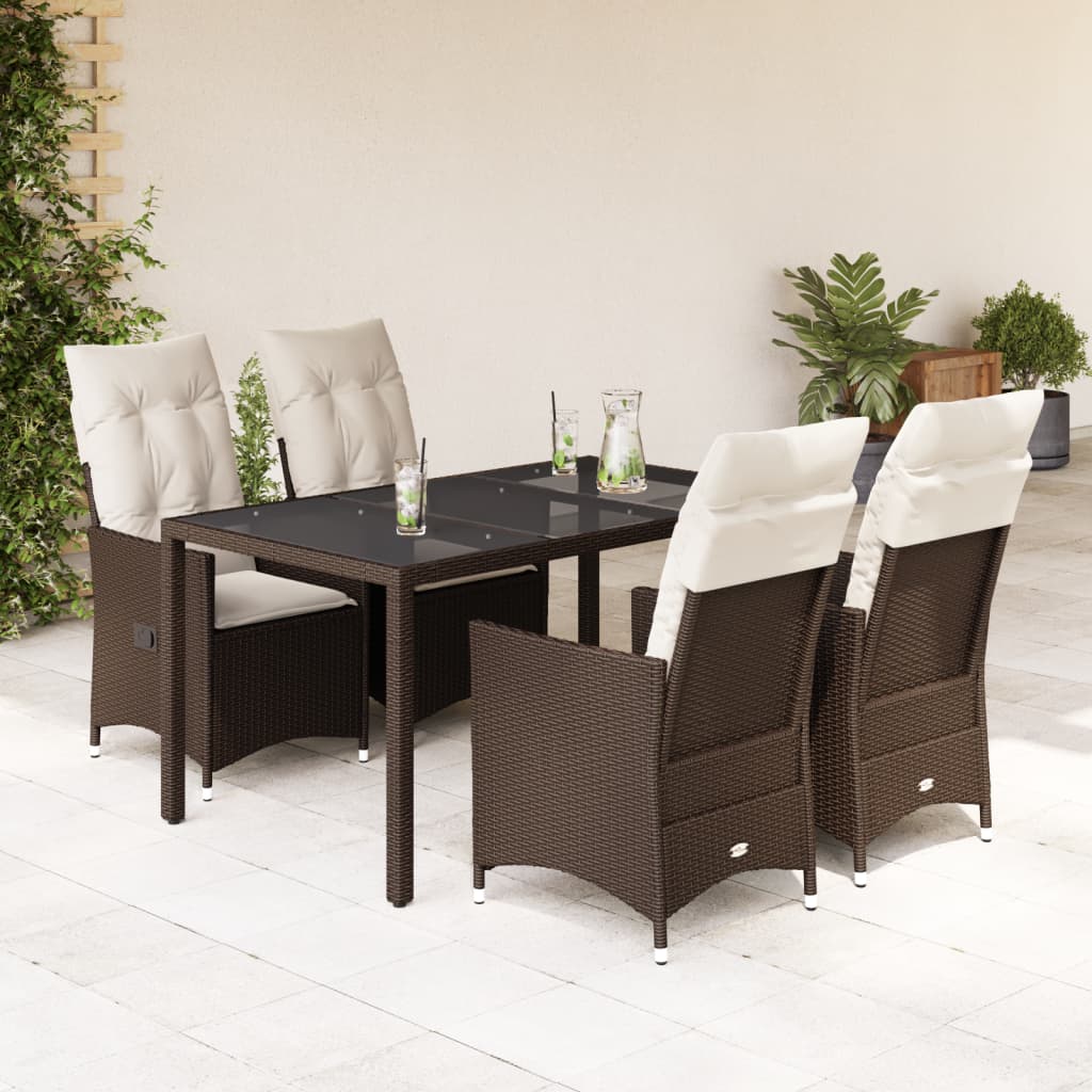 3-tlg. Bistro-Set mit Kissen Braun Poly Rattan