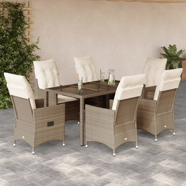 3-tlg. Bistro-Set mit Kissen Beige Poly Rattan