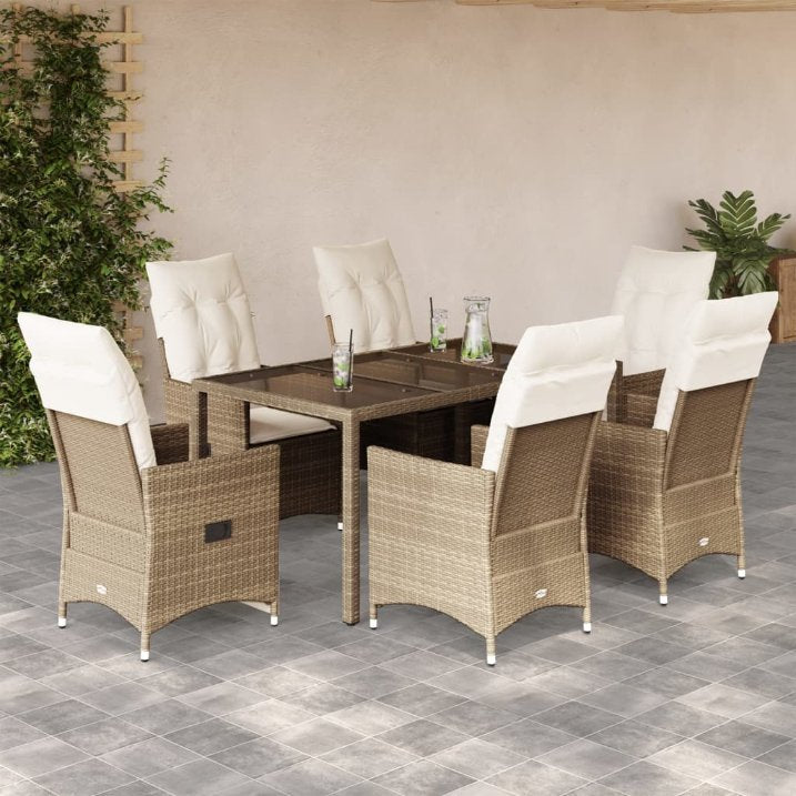 3-tlg. Bistro-Set mit Kissen Beige Poly Rattan