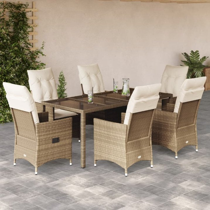 3-tlg. Bistro-Set mit Kissen Beige Poly Rattan