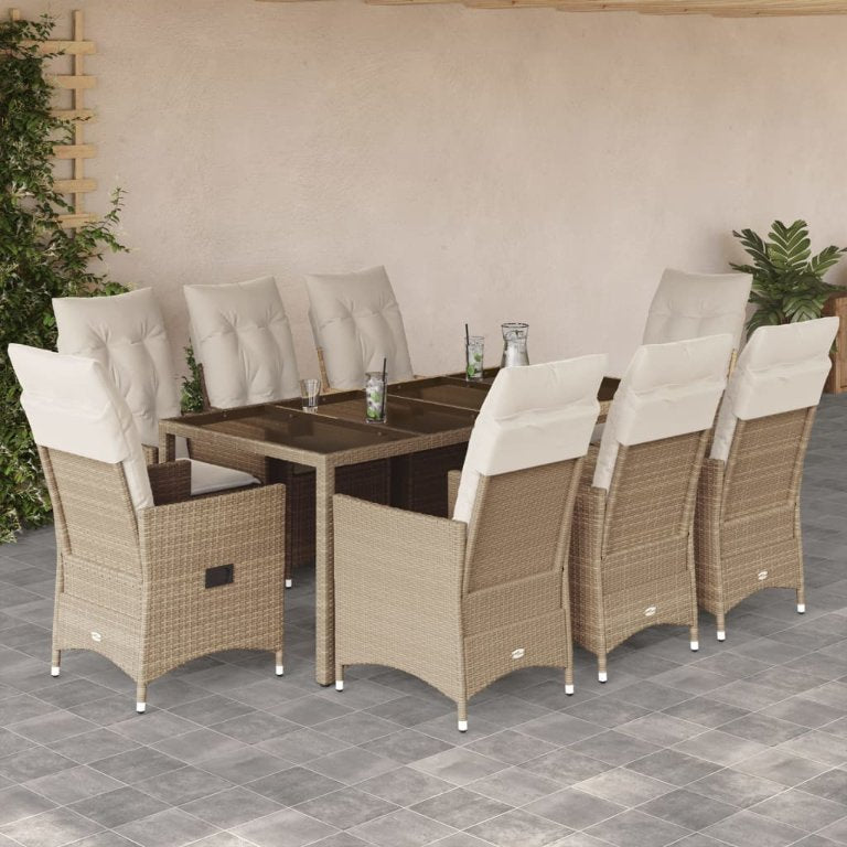 3-tlg. Bistro-Set mit Kissen Beige Poly Rattan