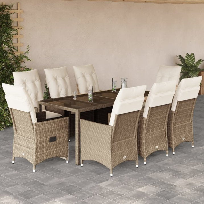 3-tlg. Bistro-Set mit Kissen Beige Poly Rattan