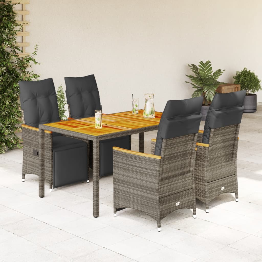 3-tlg. Garten-Bistro-Set mit Kissen Schwarz Poly Rattan