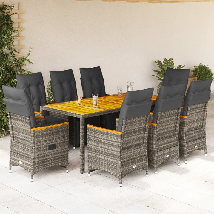 3-tlg. Garten-Bistro-Set mit Kissen Schwarz Poly Rattan