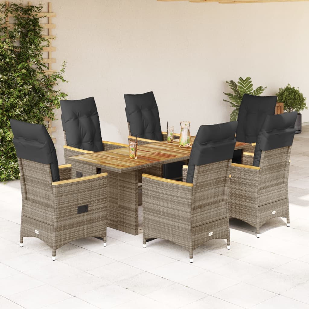 3-tlg. Garten-Bistro-Set mit Kissen Schwarz Poly Rattan