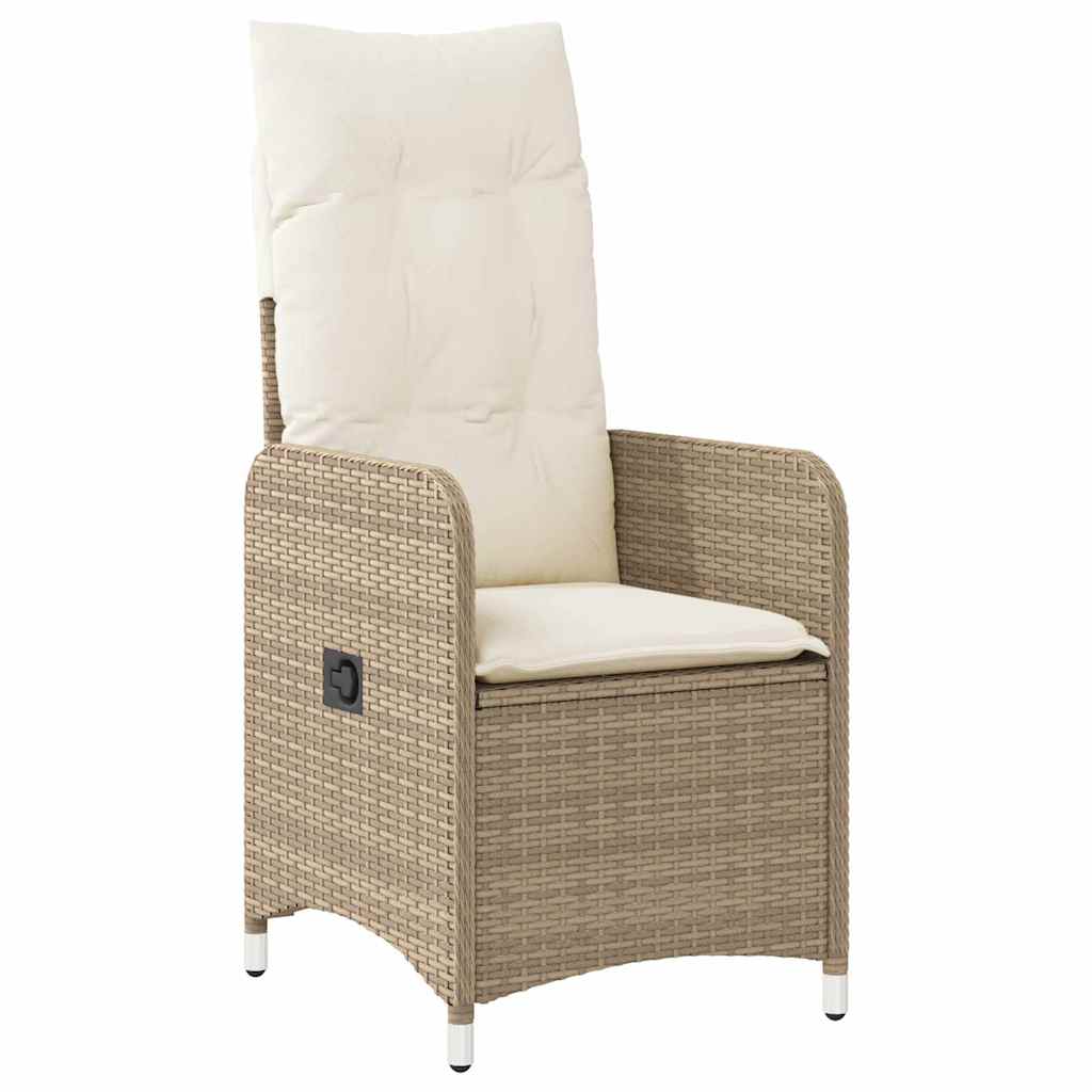 3-tlg. Garten-Bistro-Set mit Kissen Beige Poly Rattan
