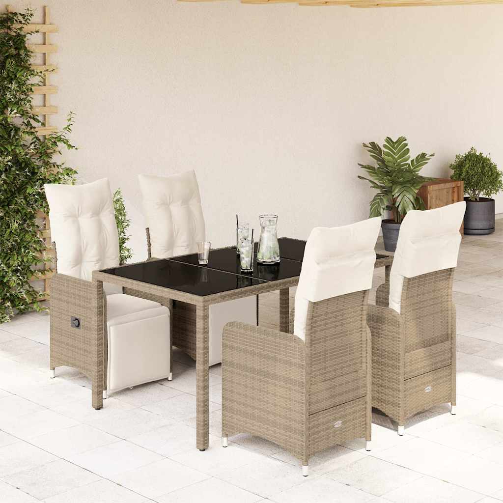 3-tlg. Garten-Bistro-Set mit Kissen Braun Poly Rattan