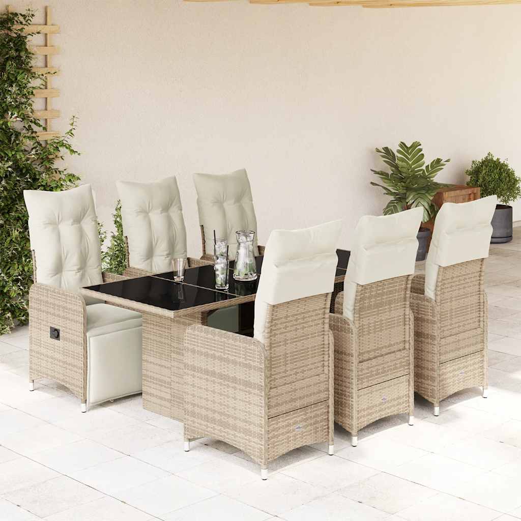 3-tlg. Garten-Bistro-Set mit Kissen Braun Poly Rattan