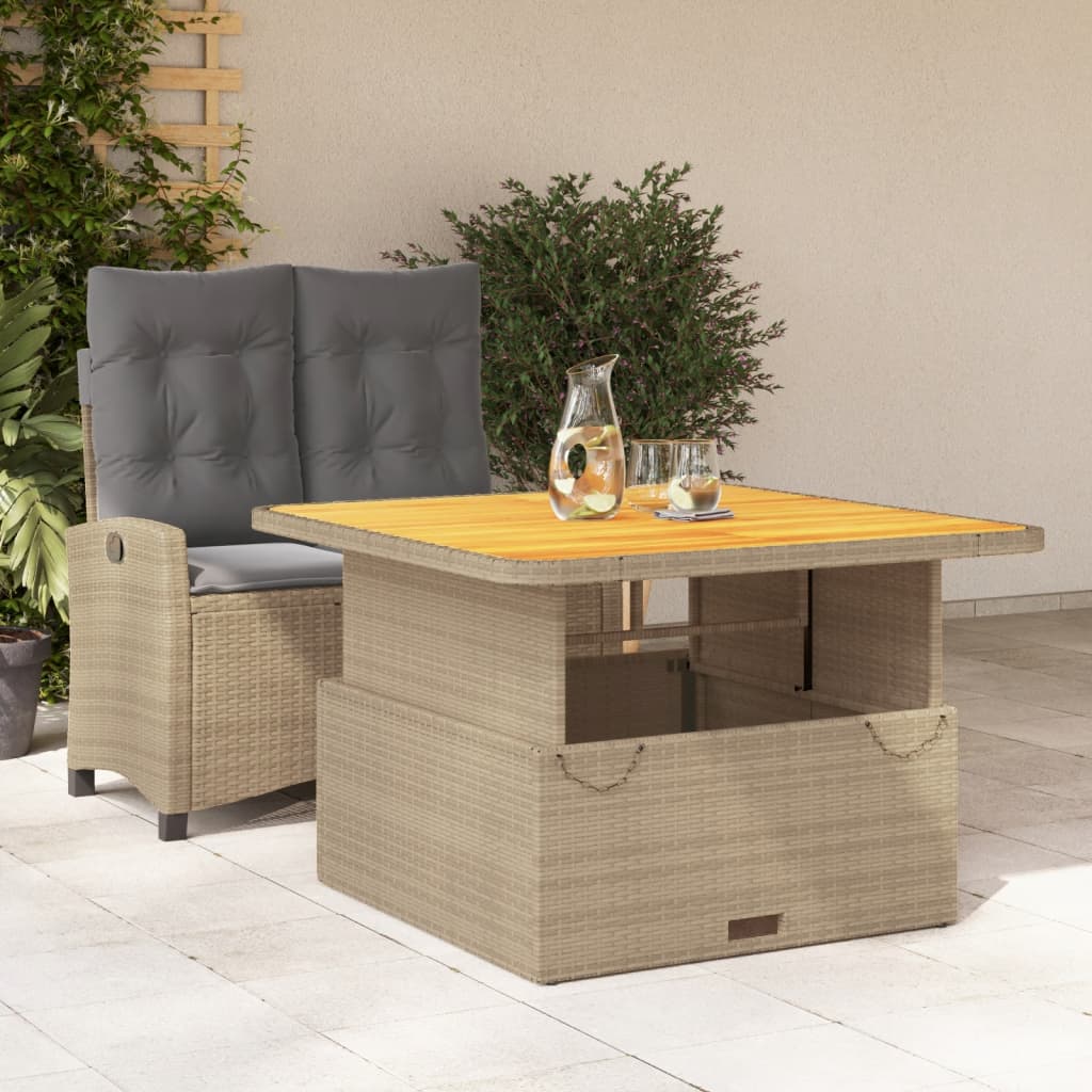 3-tlg. Garten-Essgruppe mit Kissen Beige Poly Rattan