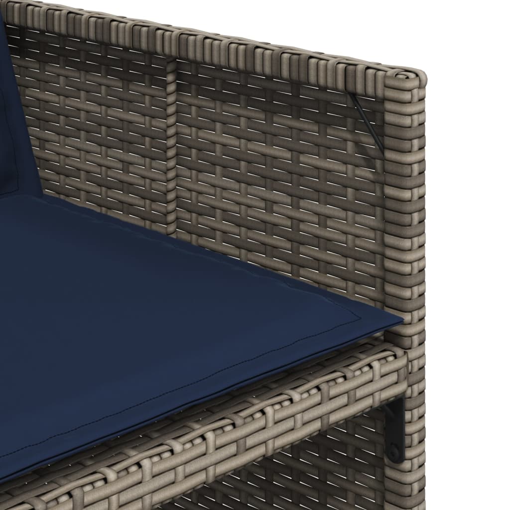 9-teiliges Garten-Ess-Set mit Kissen, grau, Polyrattan