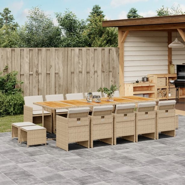 9-tlg. Garten-Essgruppe mit Kissen Schwarz Poly Rattan