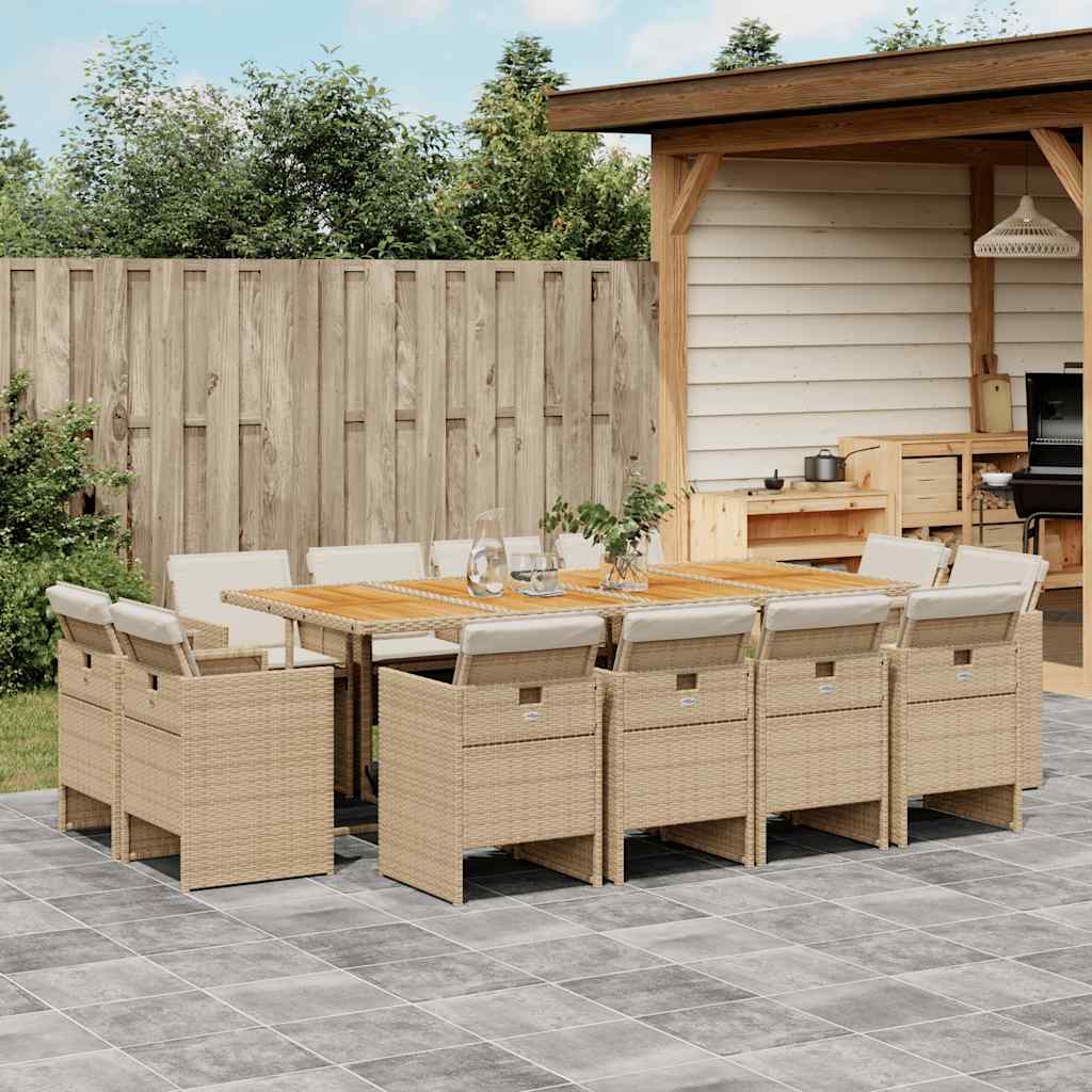 9-tlg. Garten-Essgruppe mit Kissen Schwarz Poly Rattan