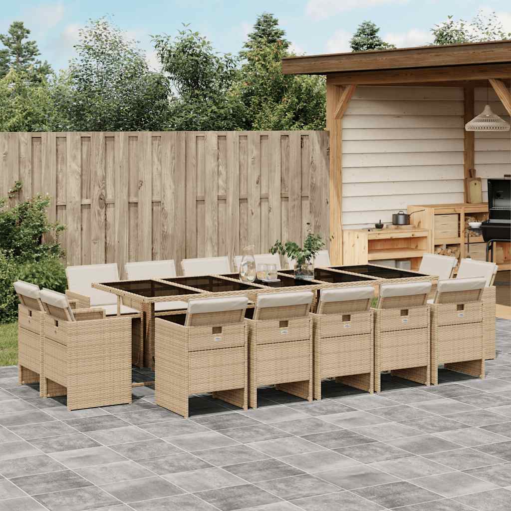 9-tlg. Garten-Essgruppe mit Kissen Schwarz Poly Rattan