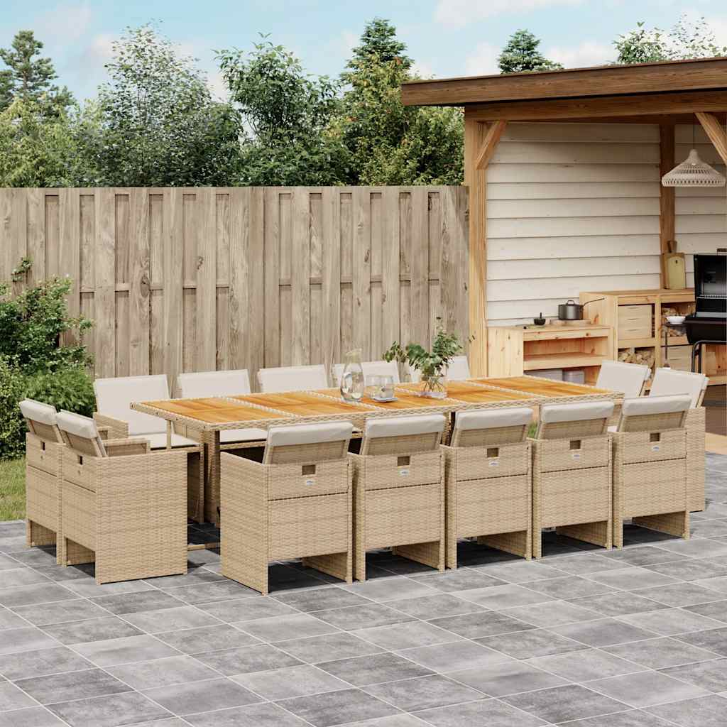 9-tlg. Garten-Essgruppe mit Kissen Schwarz Poly Rattan