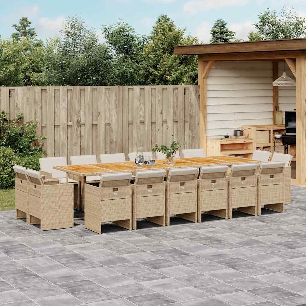 9-tlg. Garten-Essgruppe mit Kissen Schwarz Poly Rattan