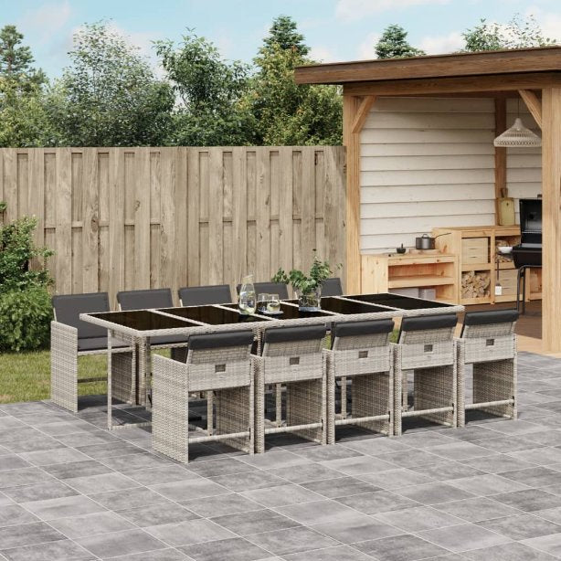 5-tlg. Garten-Essgruppe mit Kissen Schwarz Poly Rattan