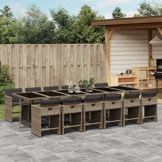 5-tlg. Garten-Essgruppe mit Kissen Schwarz Poly Rattan