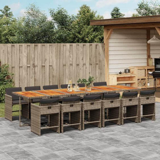 5-tlg. Garten-Essgruppe mit Kissen Schwarz Poly Rattan