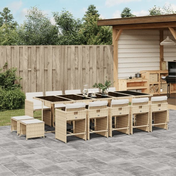9-tlg. Garten-Essgruppe mit Kissen Schwarz Poly Rattan
