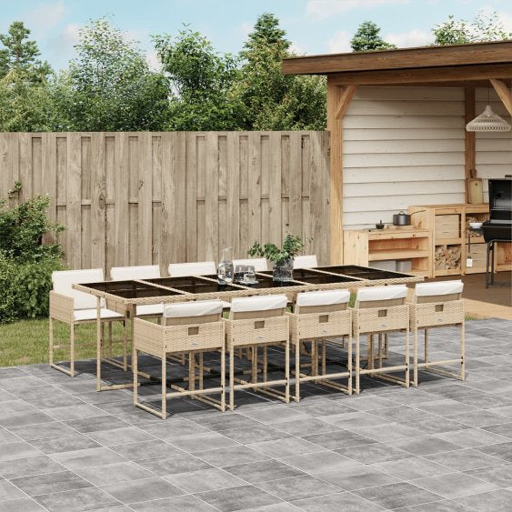 5-tlg. Garten-Essgruppe mit Kissen Schwarz Poly Rattan
