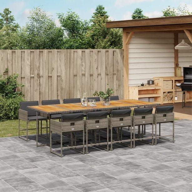 5-tlg. Garten-Essgruppe mit Kissen Schwarz Poly Rattan