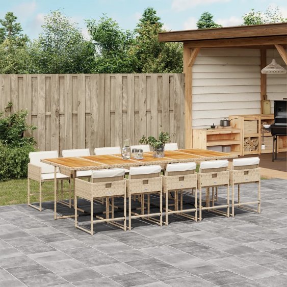 5-tlg. Garten-Essgruppe mit Kissen Schwarz Poly Rattan