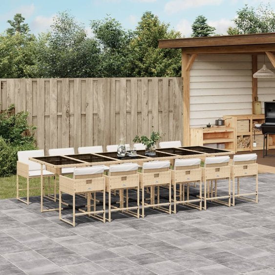 5-tlg. Garten-Essgruppe mit Kissen Schwarz Poly Rattan