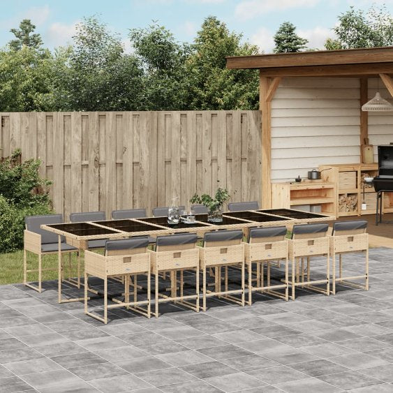 5-tlg. Garten-Essgruppe mit Kissen Schwarz Poly Rattan