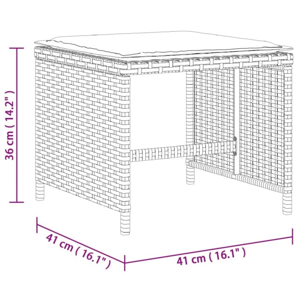 9-teiliges Garten-Ess-Set mit Kissen, grau, Polyrattan