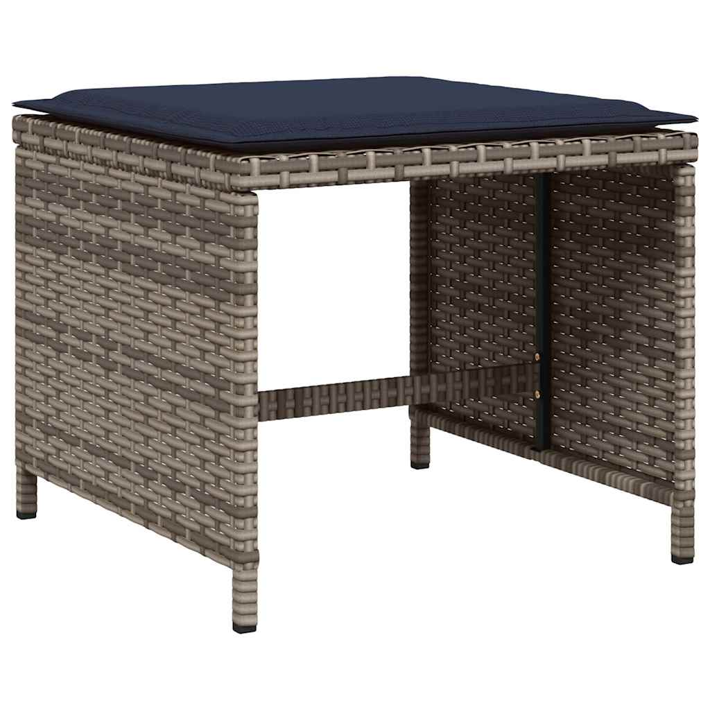 9-teiliges Garten-Ess-Set mit Kissen, grau, Polyrattan