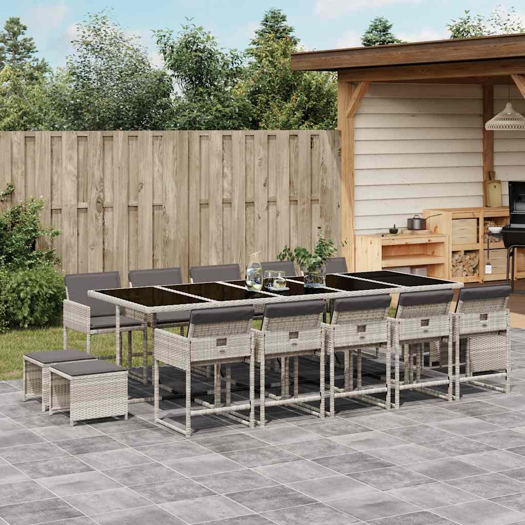 9-tlg. Garten-Essgruppe mit Kissen Schwarz Poly Rattan