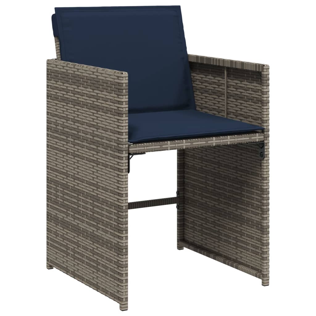 9-teiliges Garten-Ess-Set mit Kissen, grau, Polyrattan