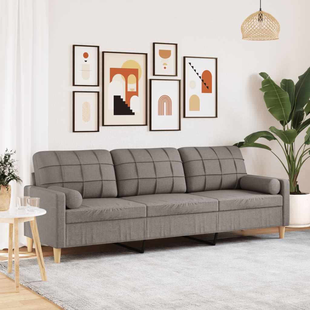 vidaXL 2-Sitzer-Sofa mit Zierkissen Hellgrau 120 cm Stoff