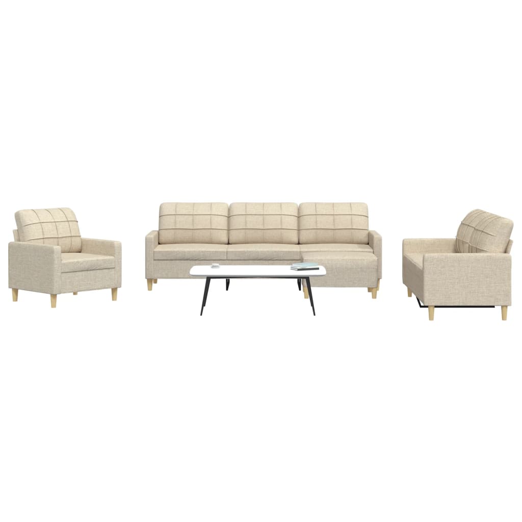 vidaXL 3-tlg. Sofagarnitur Hellgrau Stoff