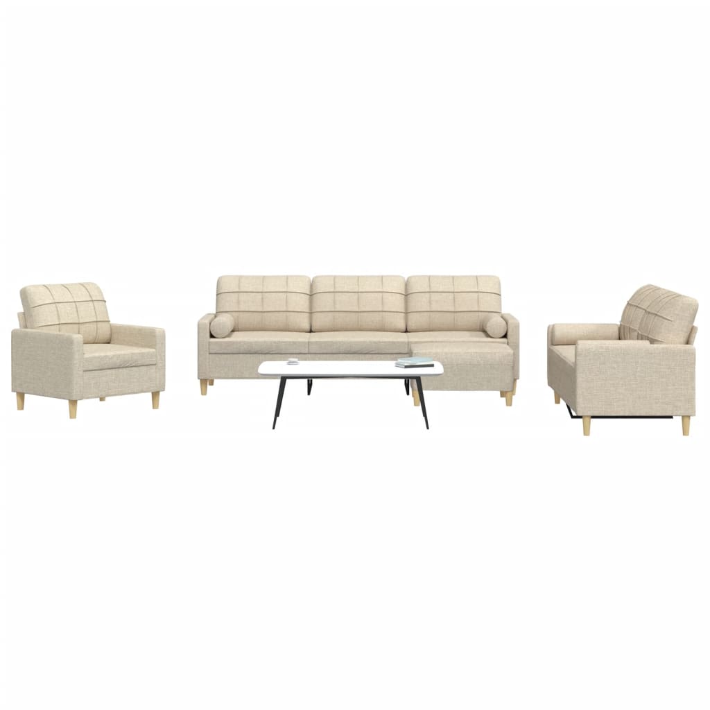 vidaXL 3-tlg. Sofagarnitur Hellgrau Stoff