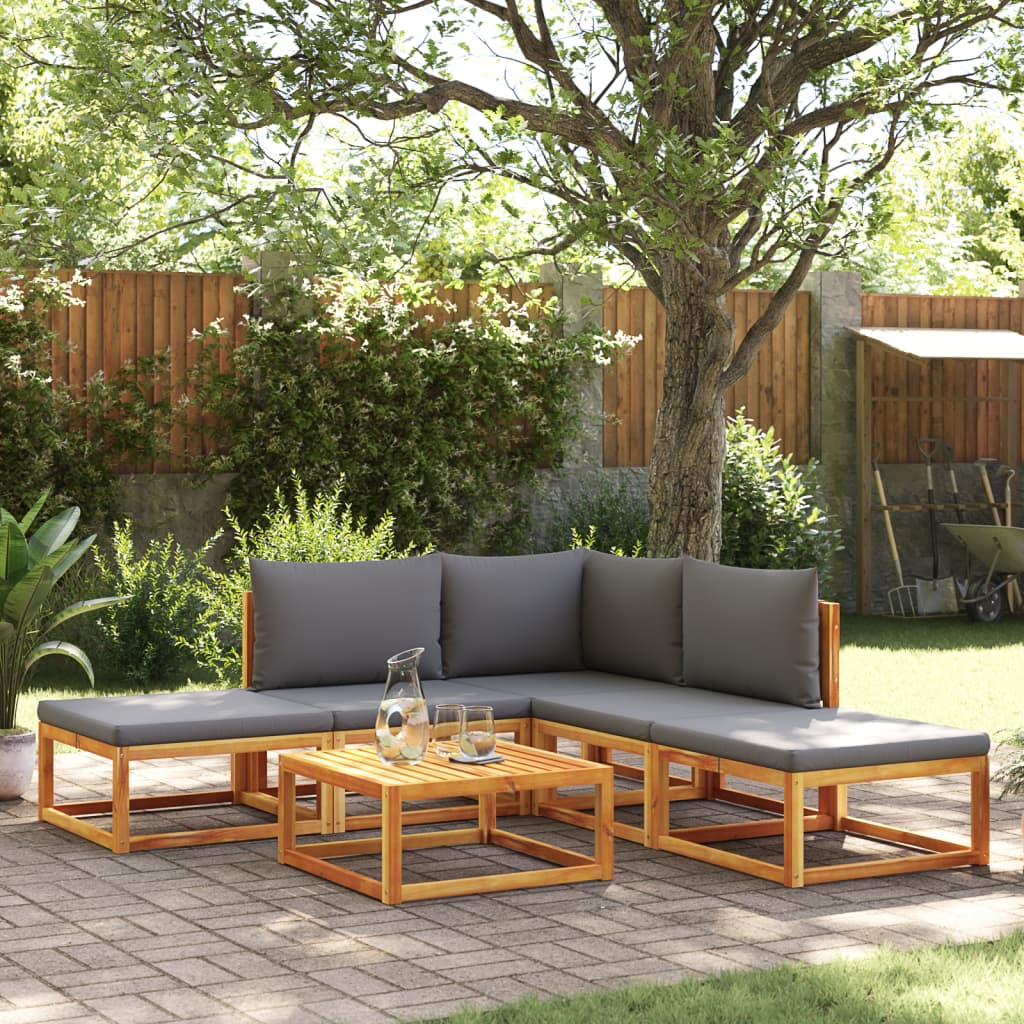 vidaXL 6-tlg. Gartensofa-Set mit Kissen Holz Akazie & Seil