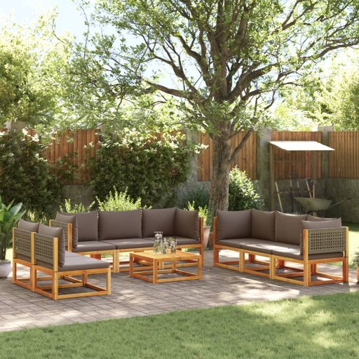 6-tlg. Gartensofa-Set mit Kissen Holz Akazie & Rattan