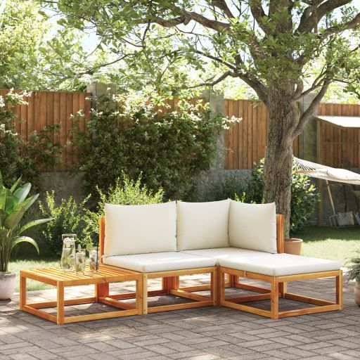 6-tlg. Gartensofa-Set mit Kissen Holz Akazie & Rattan