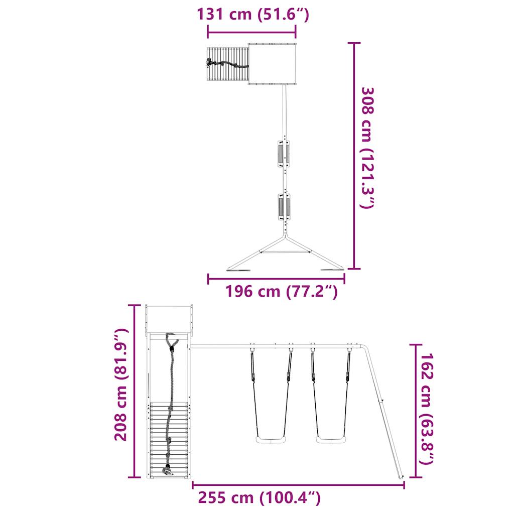 vidaXL Spielturm Massivholz Kiefer