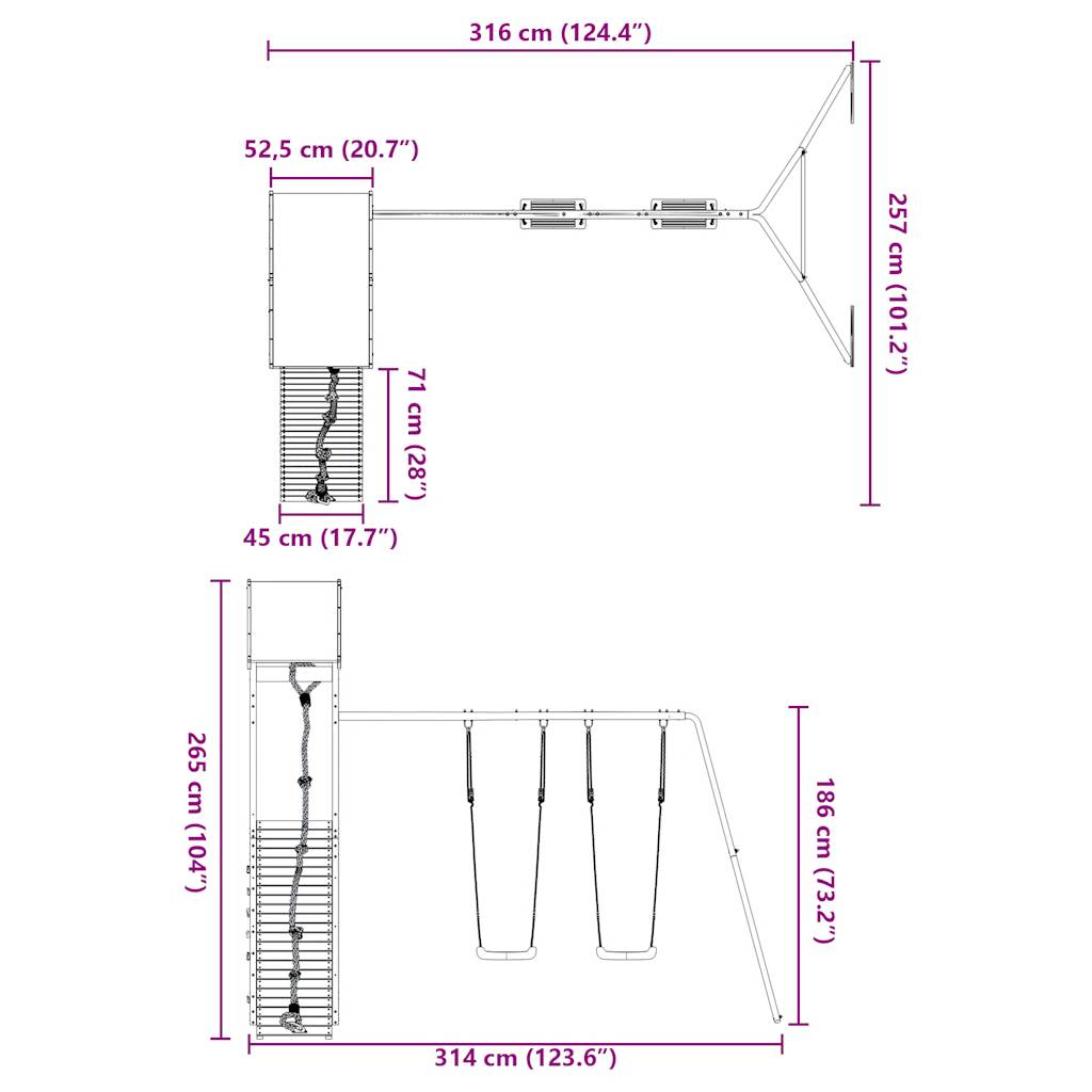 vidaXL Spielturm Massivholz Kiefer