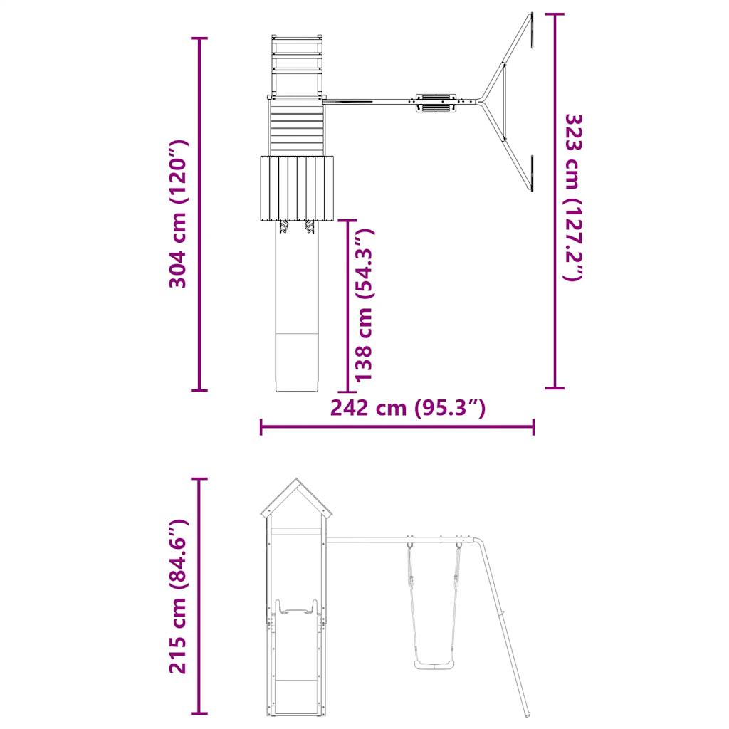 vidaXL Spielturm Massivholz Kiefer
