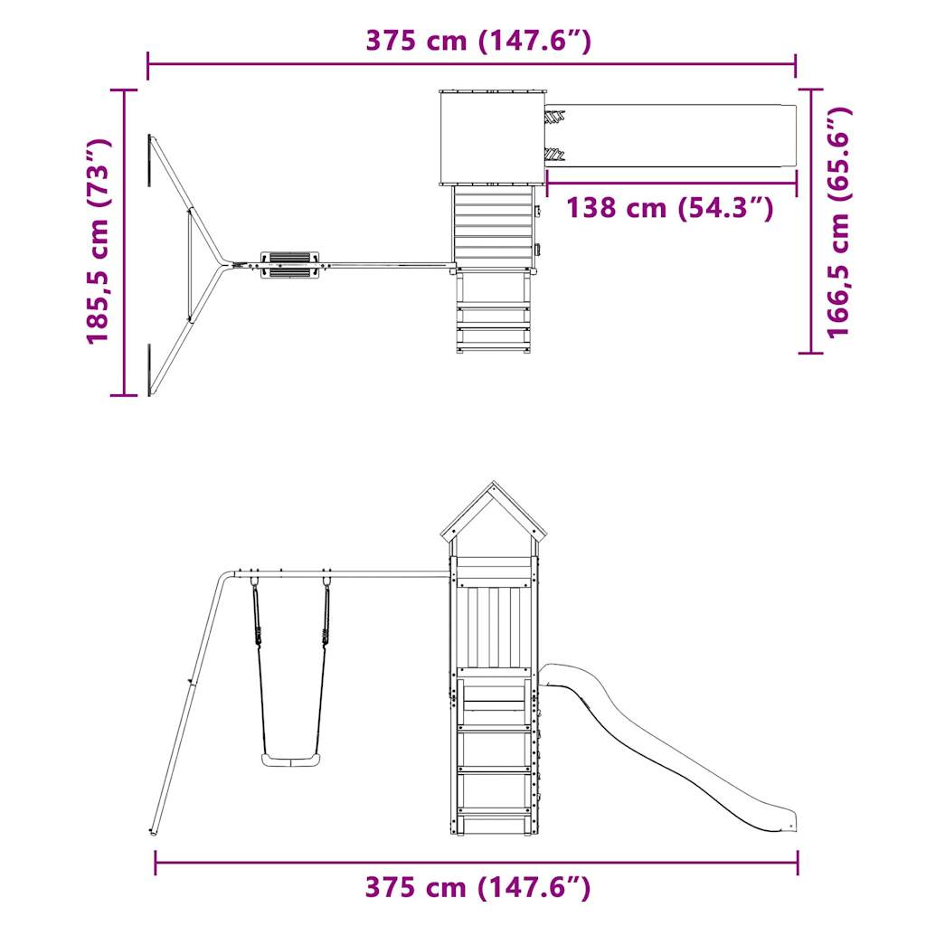 vidaXL Spielturm Massivholz Kiefer